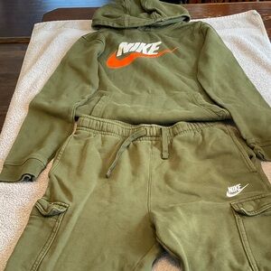 Nike Kids Olive Green Hoodie and Joggers Set